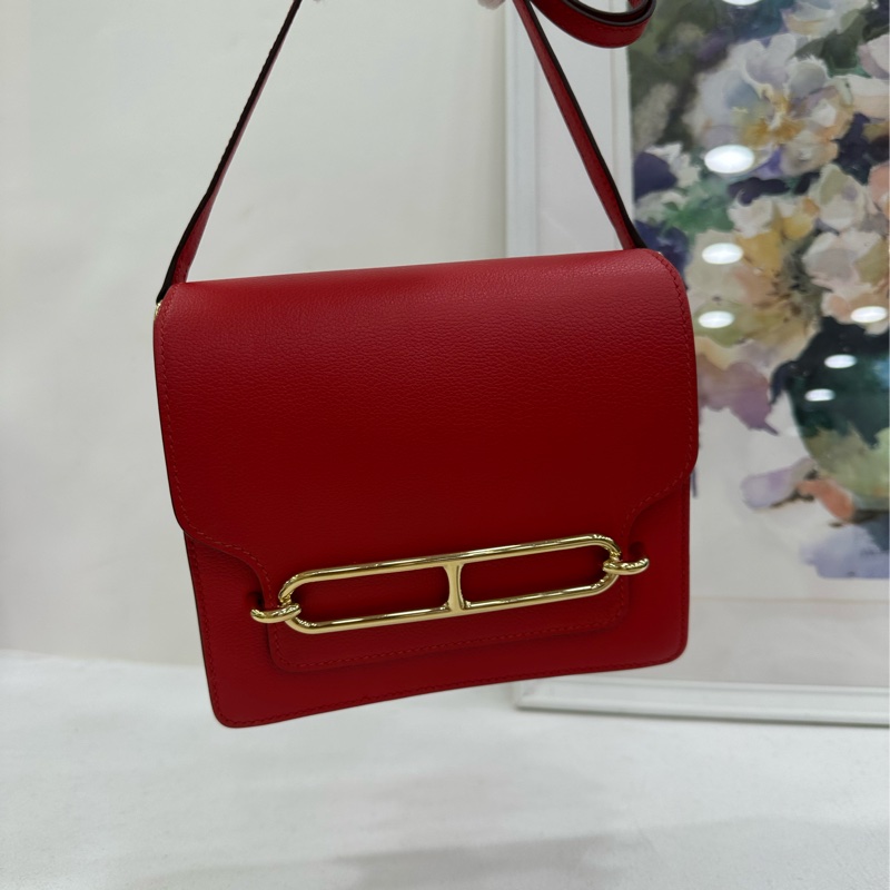 愛馬仕roulis mini19豬鼻 D刻 紅金扣 evercolor皮-6