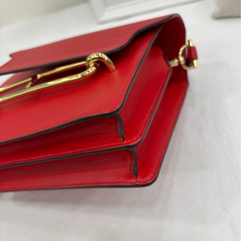 愛馬仕roulis mini19豬鼻 D刻 紅金扣 evercolor皮-9