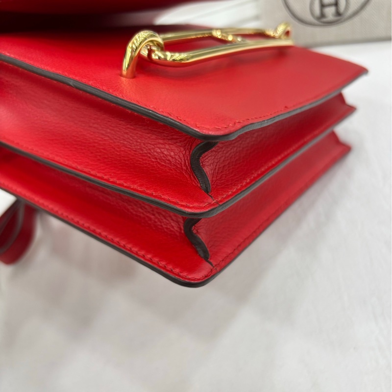 愛馬仕roulis mini19豬鼻 D刻 紅金扣 evercolor皮-10