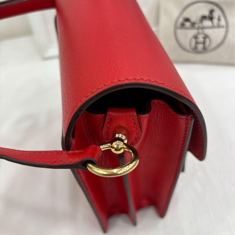 愛馬仕roulis mini19豬鼻 D刻 紅金扣 evercolor皮-12