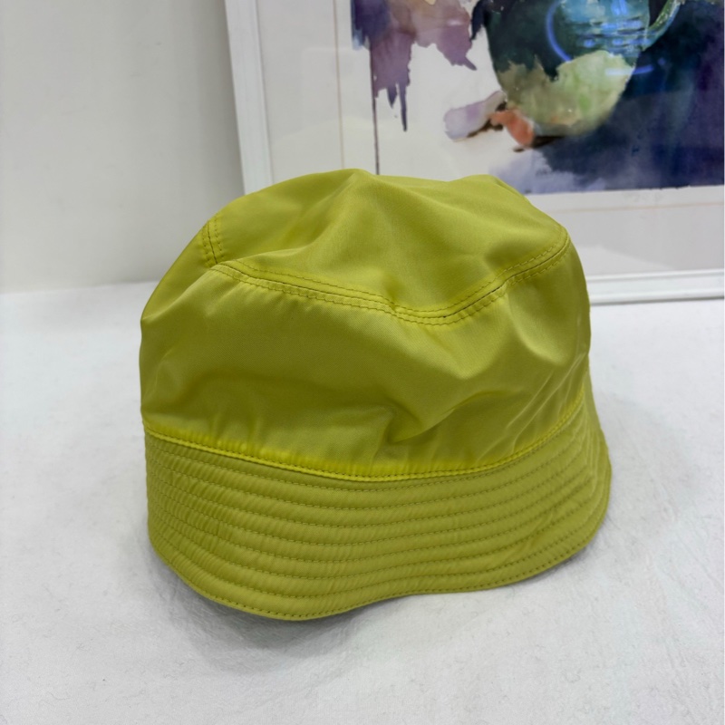 PRADA普拉達 黃色尼龍漁夫帽 三角標 M碼 全新-1