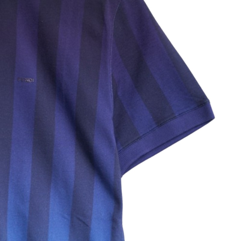 Fendi 男款橫條紋polo恤衫 藍色 IT48碼-4