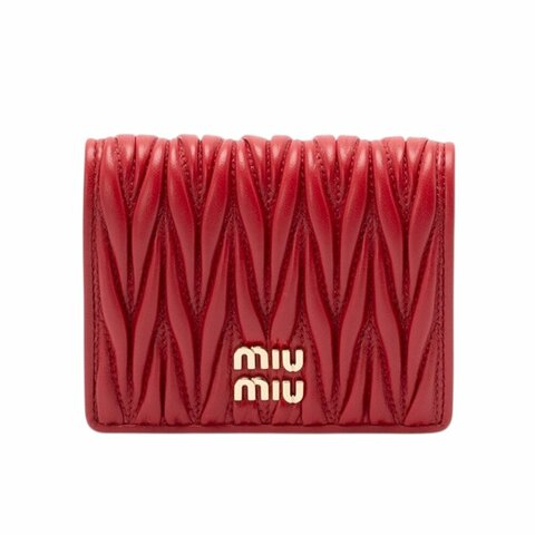 【MIU MIU】Small Matelasse 納帕軟皮 皮夾 錢包 卡夾 錢包 紅色 5MV204