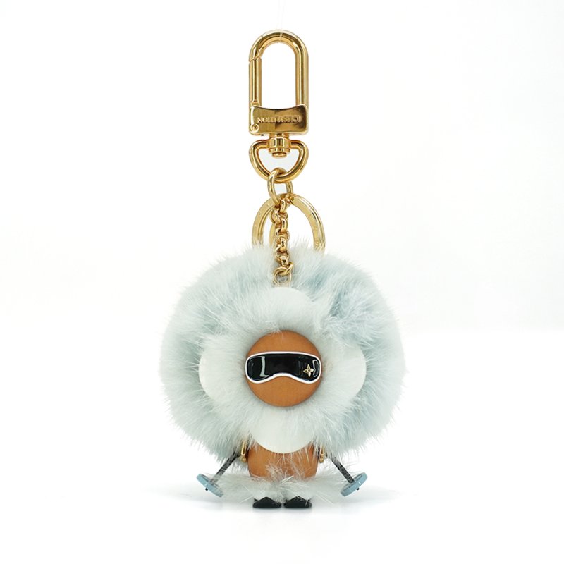 Louis Vuitton 展示品 滑雪毛皮木質包飾鑰匙扣(M67395-淺藍)-0