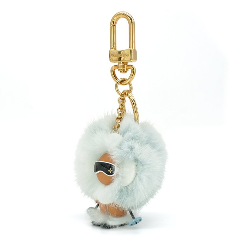 Louis Vuitton 展示品 滑雪毛皮木質包飾鑰匙扣(M67395-淺藍)-1