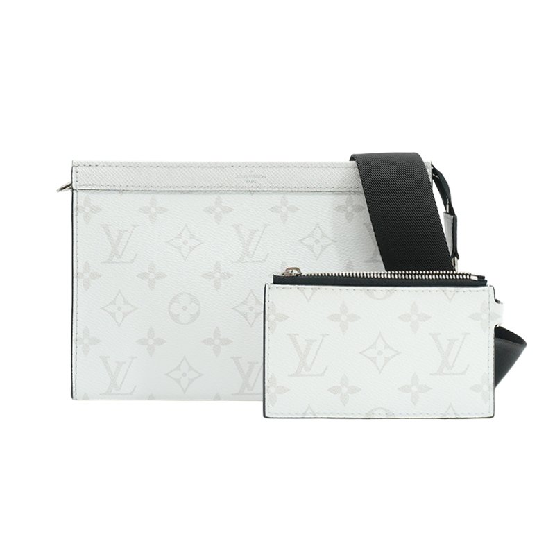 Louis Vuitton 展示品 Gaston Taïga牛皮拚帆布斜背包(M30935-白)-0
