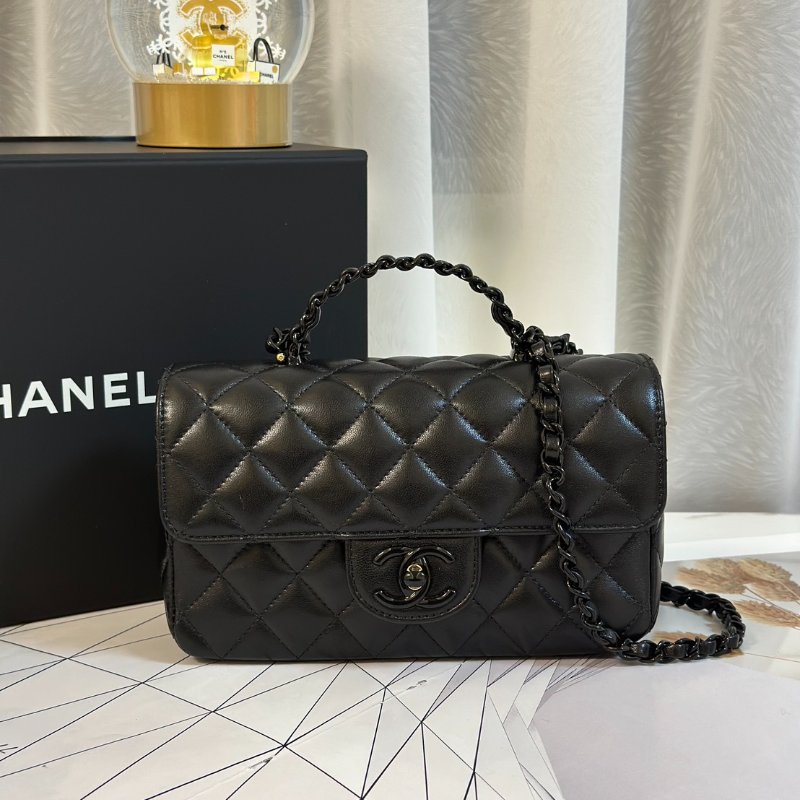 CHANEL 25C漆皮手柄Handle Mini CF - So black-0