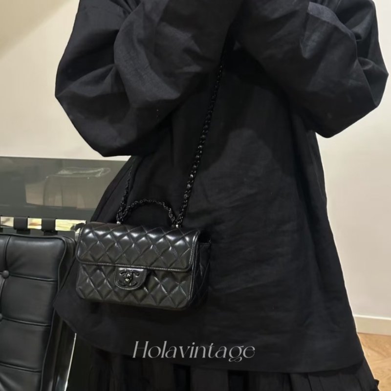 CHANEL 25C漆皮手柄Handle Mini CF - So black-1