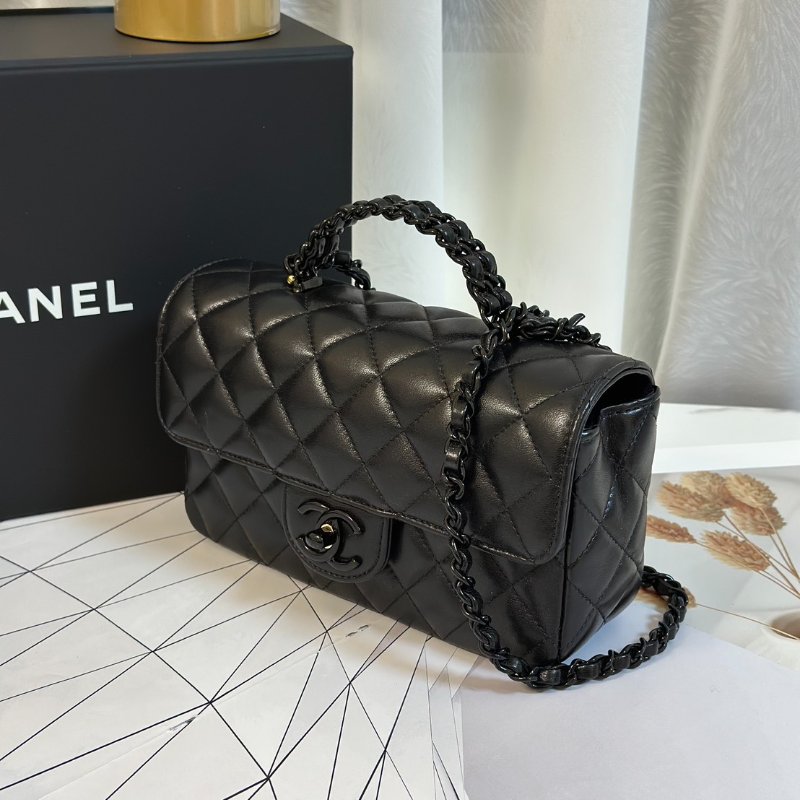 CHANEL 25C漆皮手柄Handle Mini CF - So black-3