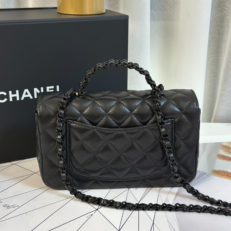 CHANEL 25C漆皮手柄Handle Mini CF - So black-4