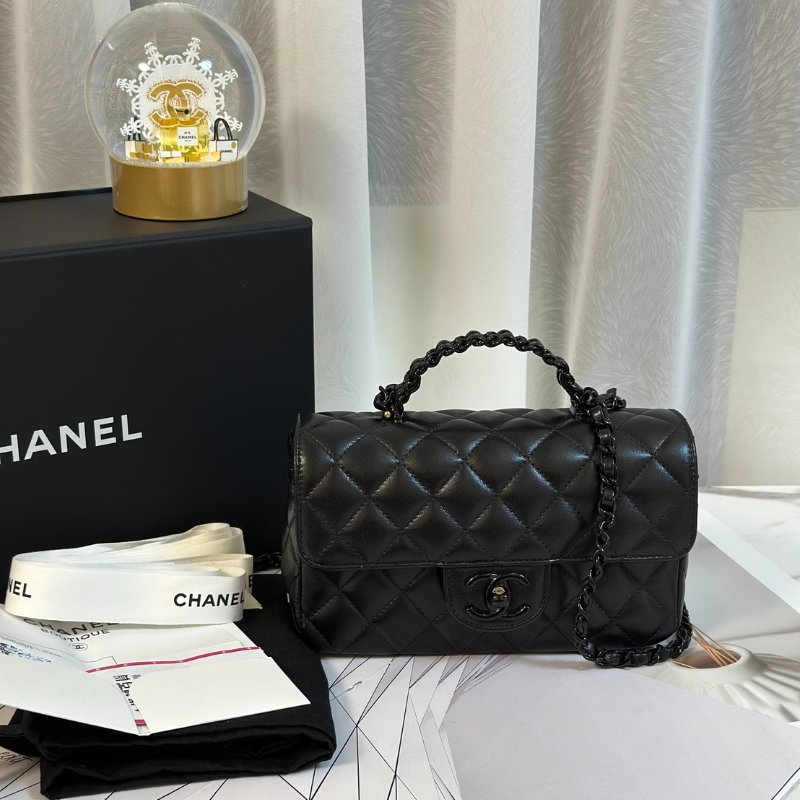 CHANEL 25C漆皮手柄Handle Mini CF - So black-9
