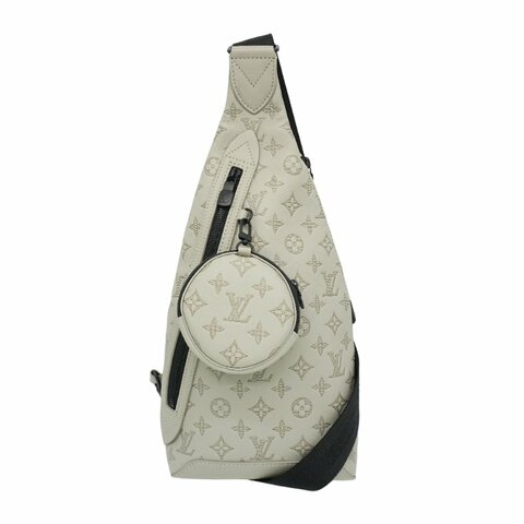 Louis Vuitton Monogram Shadow壓花牛皮斜背胸口包(M14916-沙灰色)