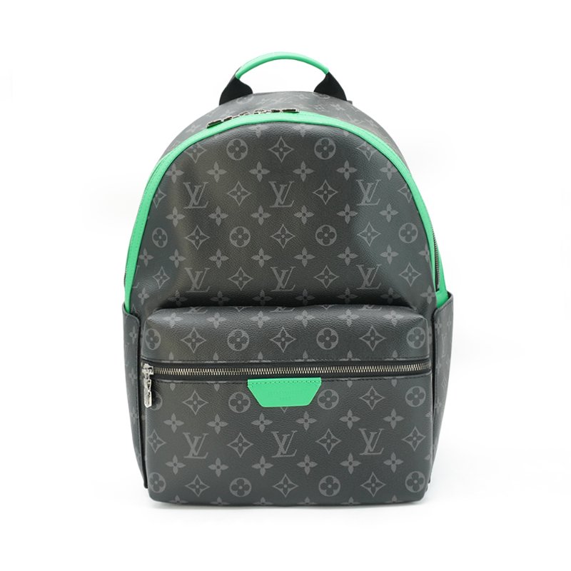 Louis Vuitton Discovery Backpack PM 老花帆布拚綠色帆布後背包(M25887-黑灰)-0