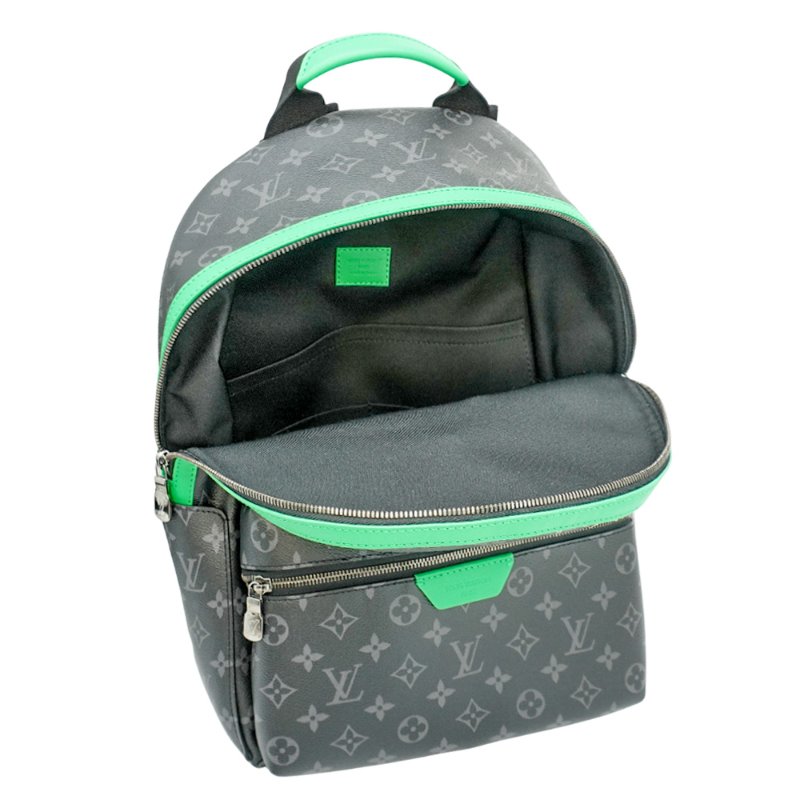 Louis Vuitton Discovery Backpack PM 老花帆布拚綠色帆布後背包(M25887-黑灰)-4