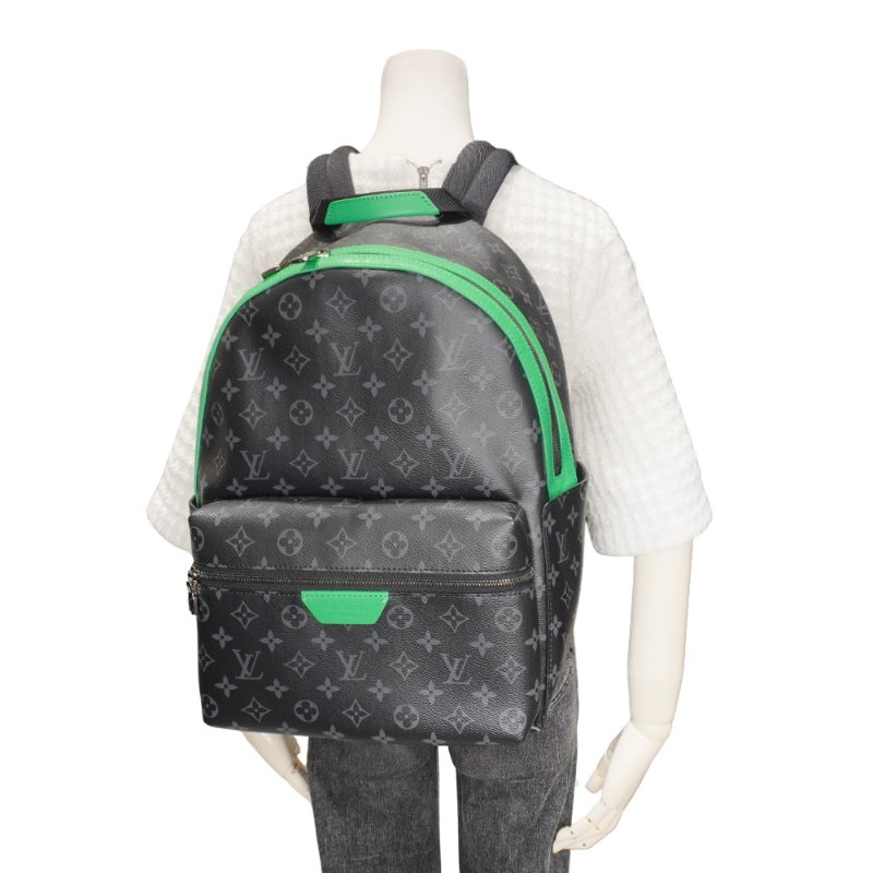 Louis Vuitton Discovery Backpack PM 老花帆布拚綠色帆布後背包(M25887-黑灰)-5