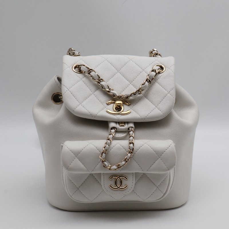 CHANEL Duma小牛皮後背包 - 小號白金-0