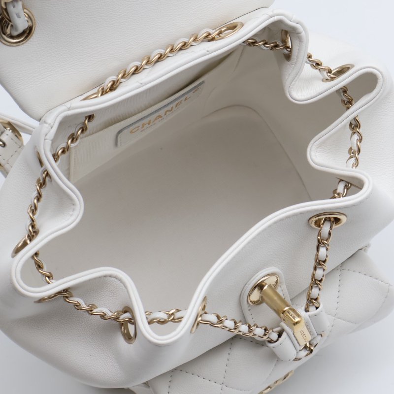 CHANEL Duma小牛皮後背包 - 小號白金-3