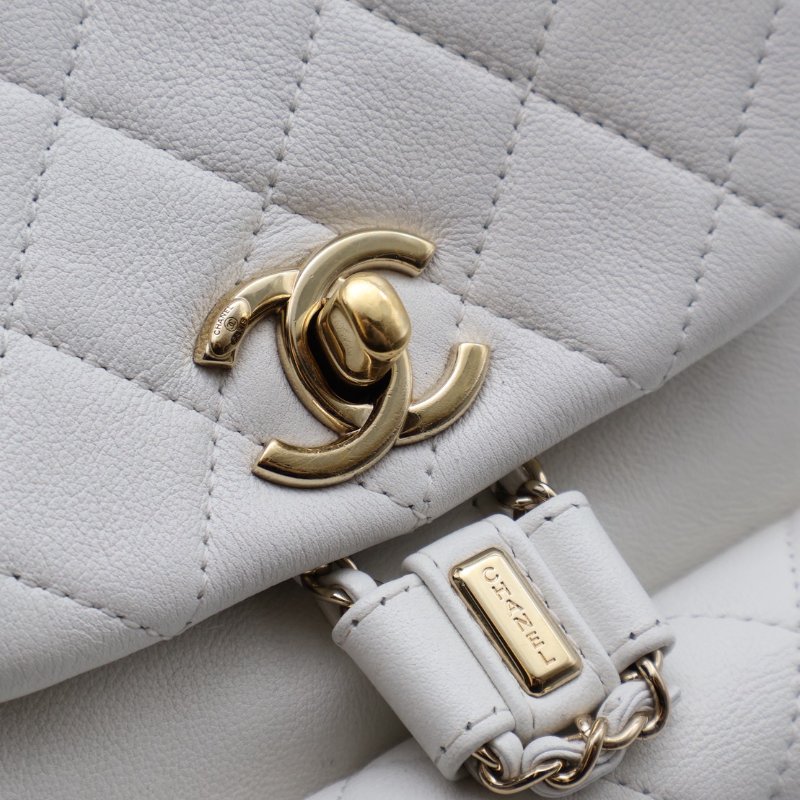 CHANEL Duma小牛皮後背包 - 小號白金-7