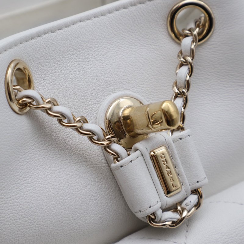 CHANEL Duma小牛皮後背包 - 小號白金-8