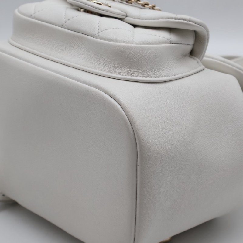 CHANEL Duma小牛皮後背包 - 小號白金-11