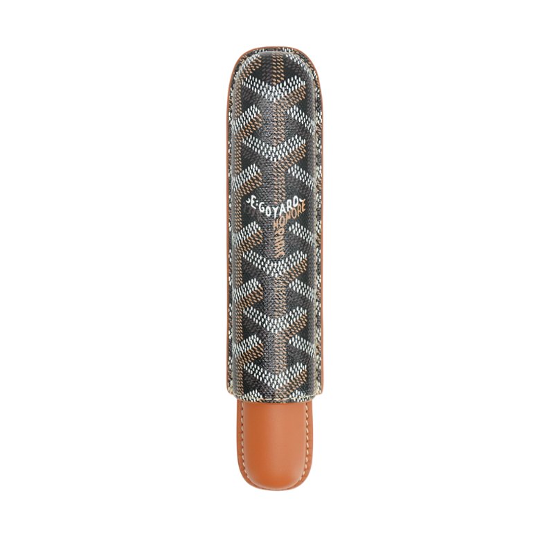Goyard Churchill 單支皮革雪茄盒(黑/棕)-0
