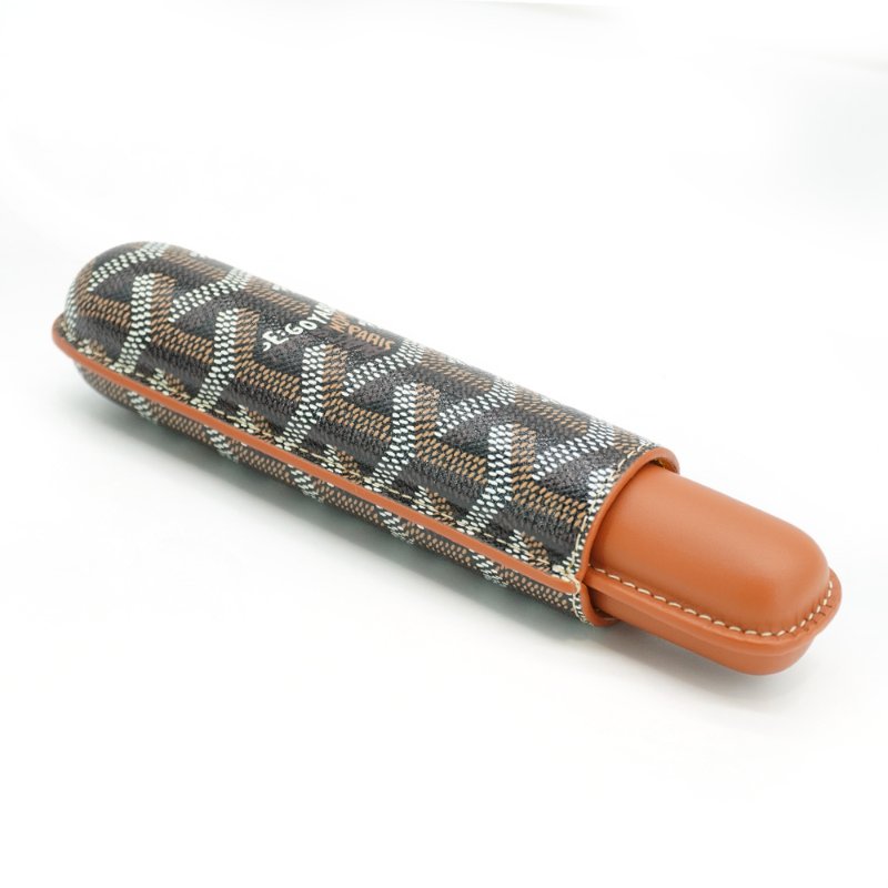 Goyard Churchill 單支皮革雪茄盒(黑/棕)-1