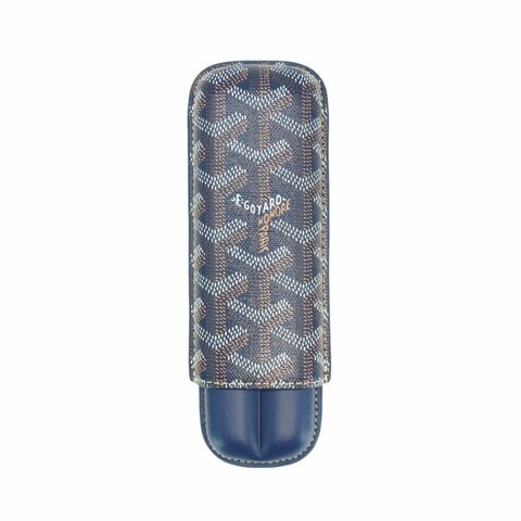 Goyard Churchill 兩支皮革雪茄盒(深藍)