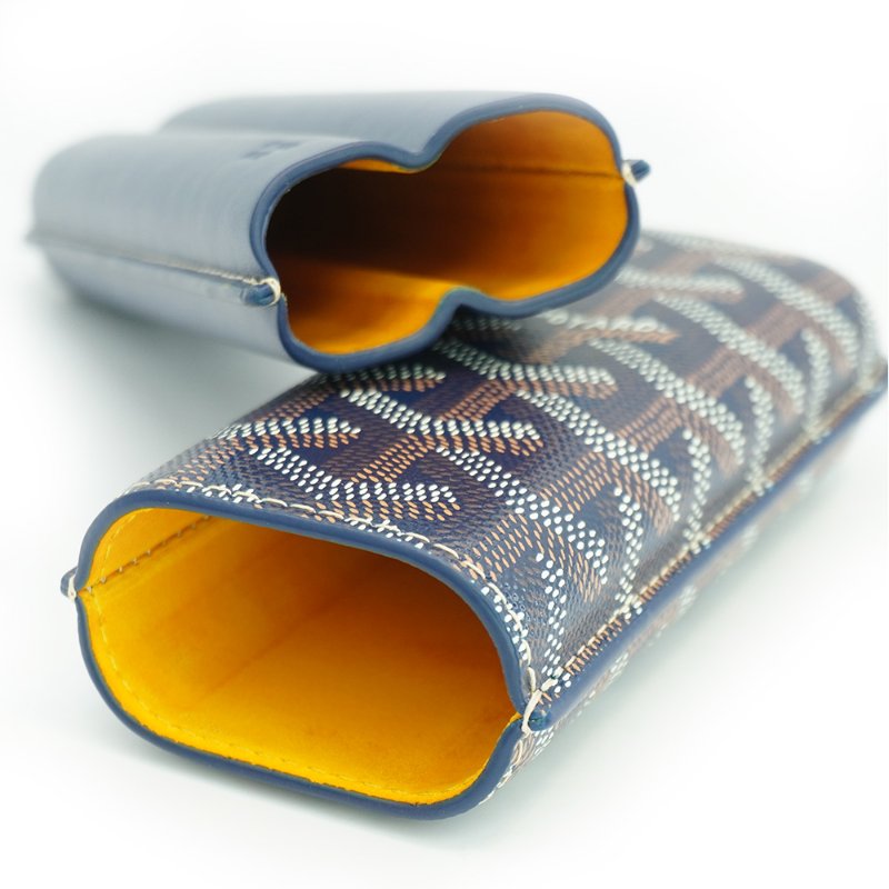 Goyard Churchill 兩支皮革雪茄盒(深藍)-4