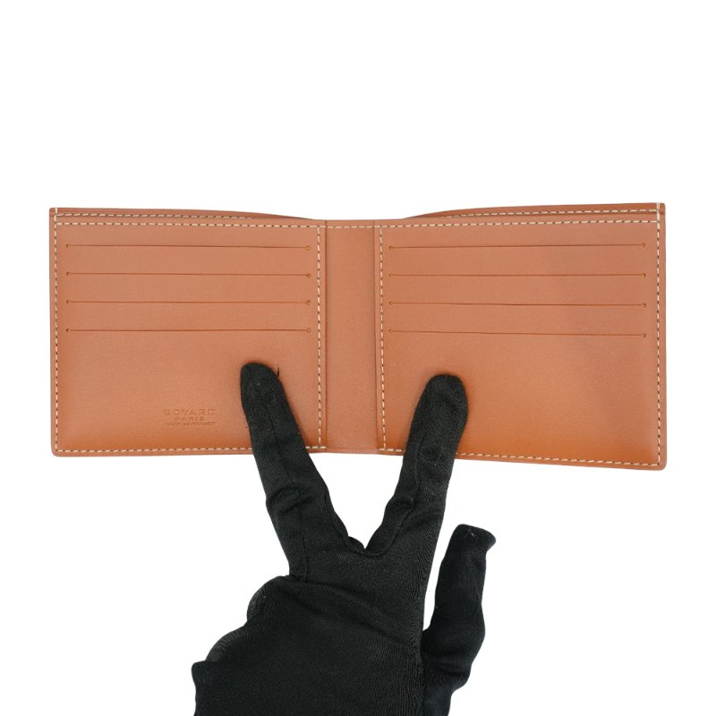 Goyard Victoire Wallet 帆布對折8卡短夾(棕)-4