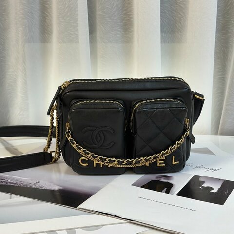 CHANEL 雙口袋炸藥包 - 小號黑金