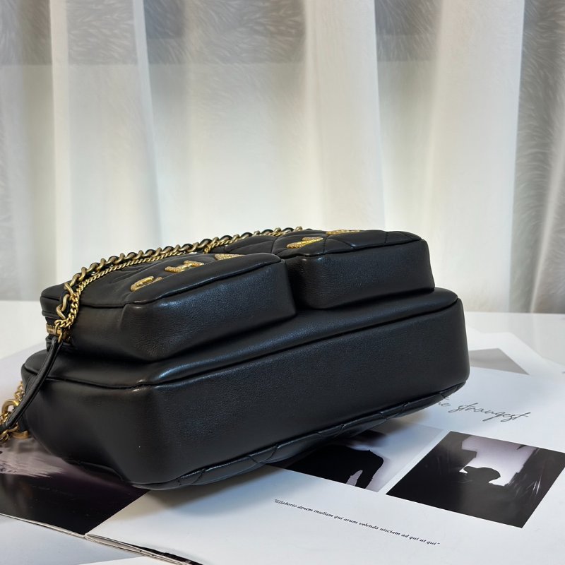 CHANEL 雙口袋炸藥包 - 小號黑金-3