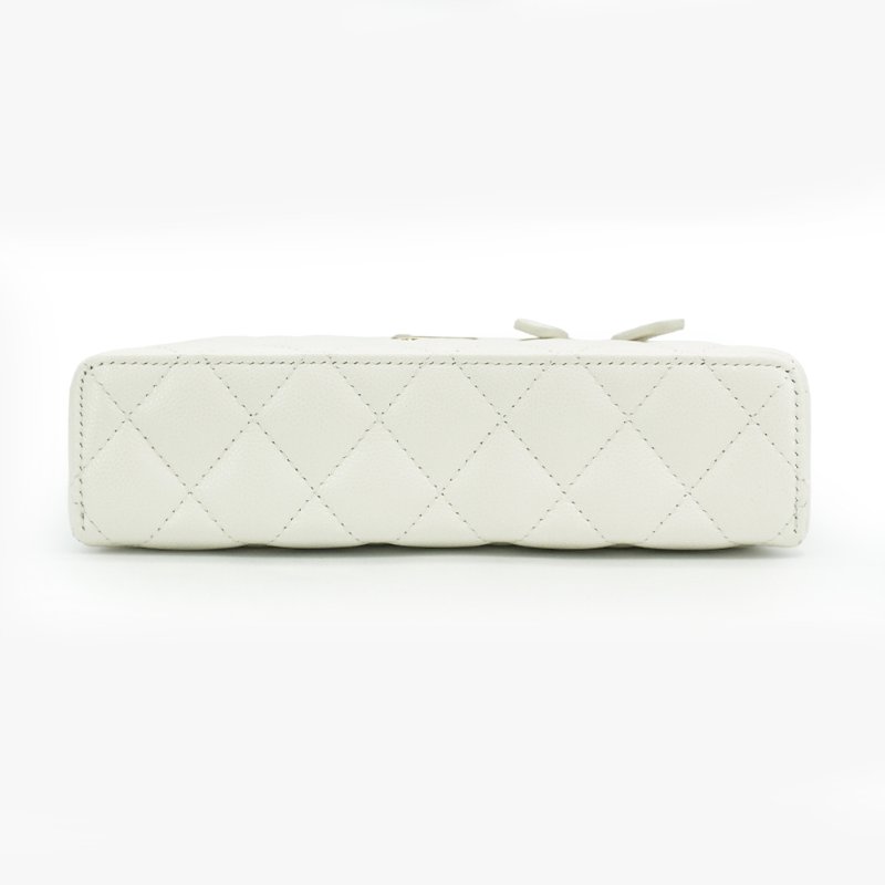 Chanel 粒紋牛皮淡金釦手提斜背兩用包(AP4407-白)-3