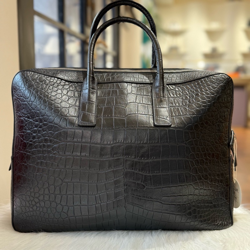 98 新 YSL男士手提包 Saint Laurent 鰐魚壓紋手提包 無附件-2