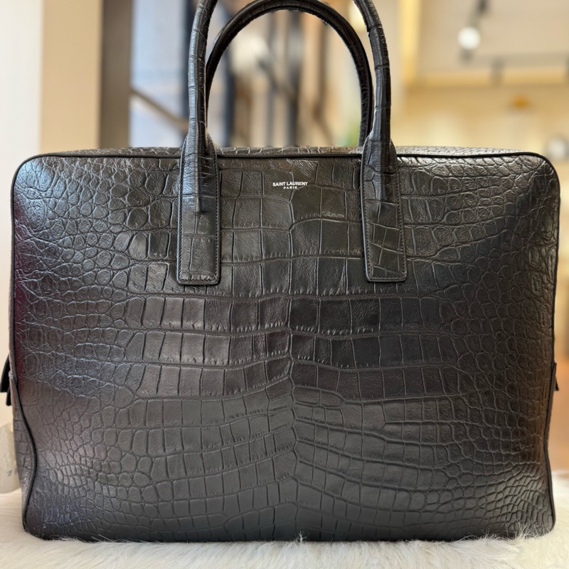 98 新 YSL男士手提包 Saint Laurent 鰐魚壓紋手提包 無附件-6