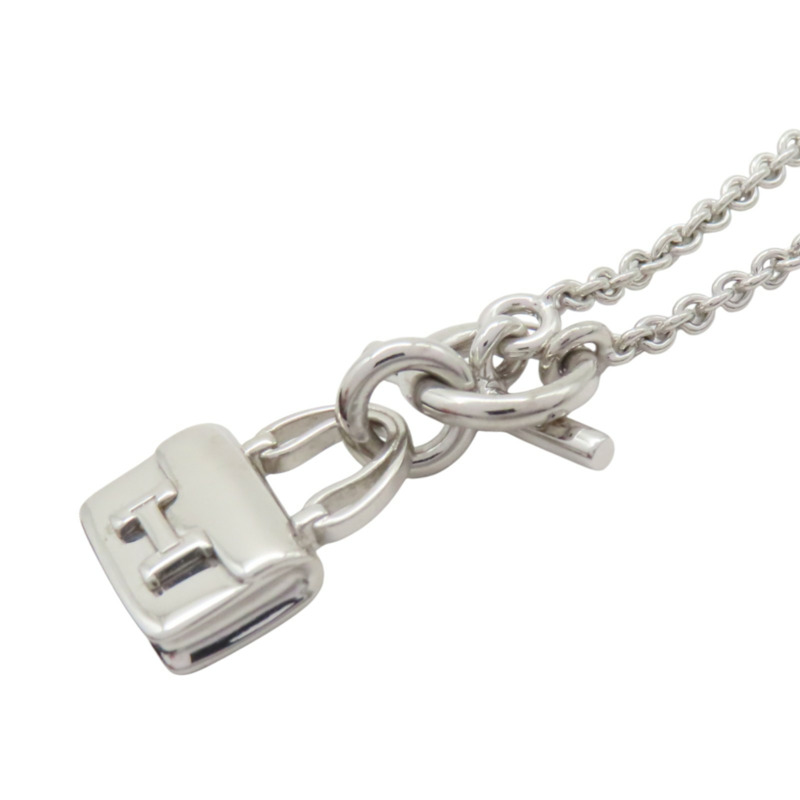 925純銀 Constance Amulette經典H LOGO 手提包造型墜飾 項鍊【HERMES 愛馬仕】-4