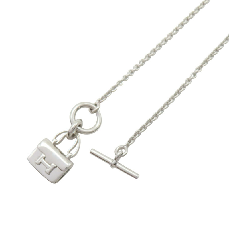 925純銀 Constance Amulette經典H LOGO 手提包造型墜飾 項鍊【HERMES 愛馬仕】-5