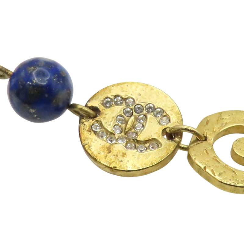 金色鍍金 藍/白珍珠 水鑽 Gold Pearl Initial Bracelet 圓牌字母 手鍊【CHANEL 香奈兒】-5