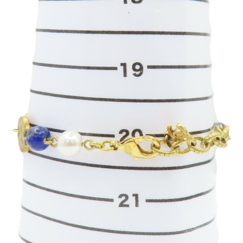金色鍍金 藍/白珍珠 水鑽 Gold Pearl Initial Bracelet 圓牌字母 手鍊【CHANEL 香奈兒】-9