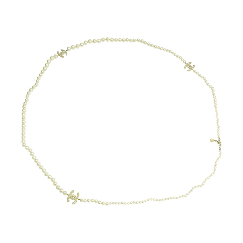 白色 人造珍珠 雙C 金屬 長項鍊【CHANEL 香奈兒】-1