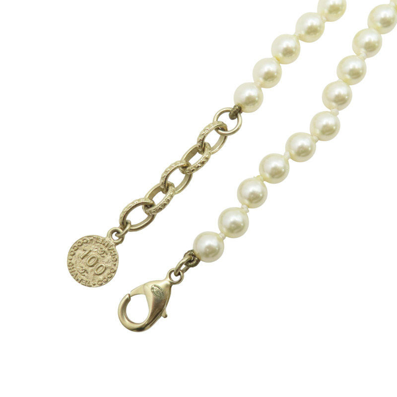 白色 人造珍珠 雙C 金屬 長項鍊【CHANEL 香奈兒】-5