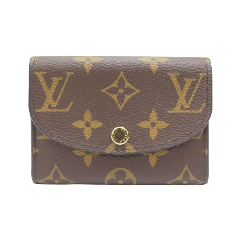 棕色 原花帆布 Rosalie 扣式短夾【LOUIS VUITTON LV 路易威登】 M41939-0
