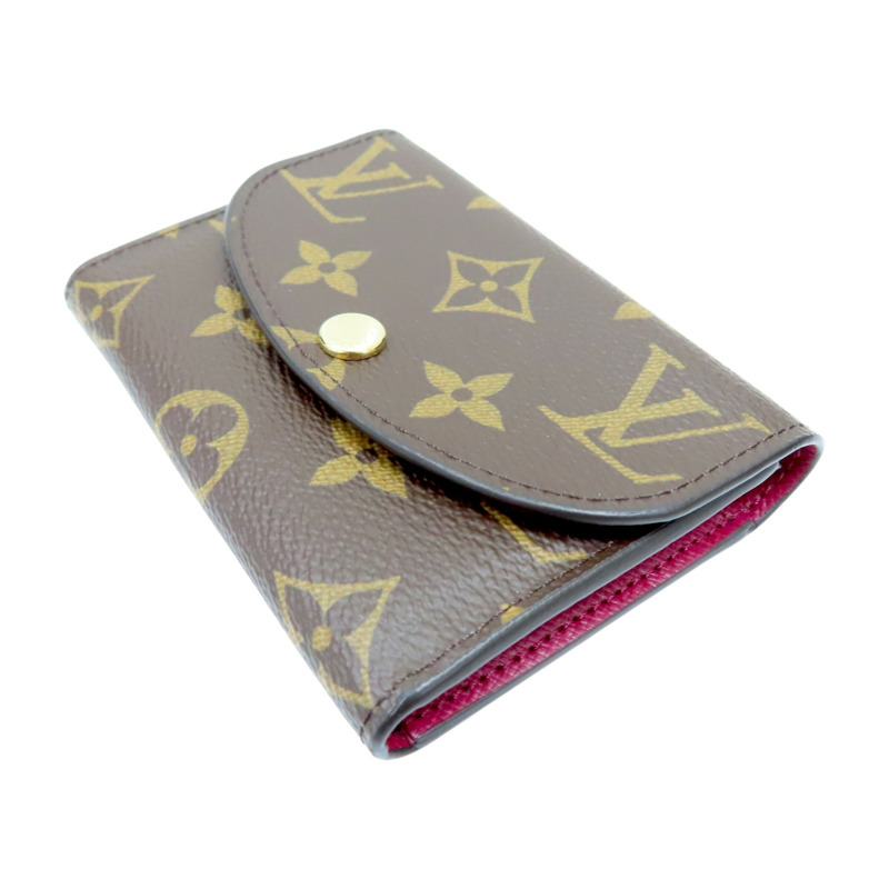 棕色 原花帆布 Rosalie 扣式短夾【LOUIS VUITTON LV 路易威登】 M41939-2