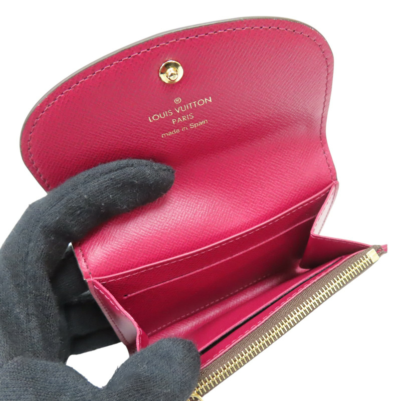 棕色 原花帆布 Rosalie 扣式短夾【LOUIS VUITTON LV 路易威登】 M41939-4