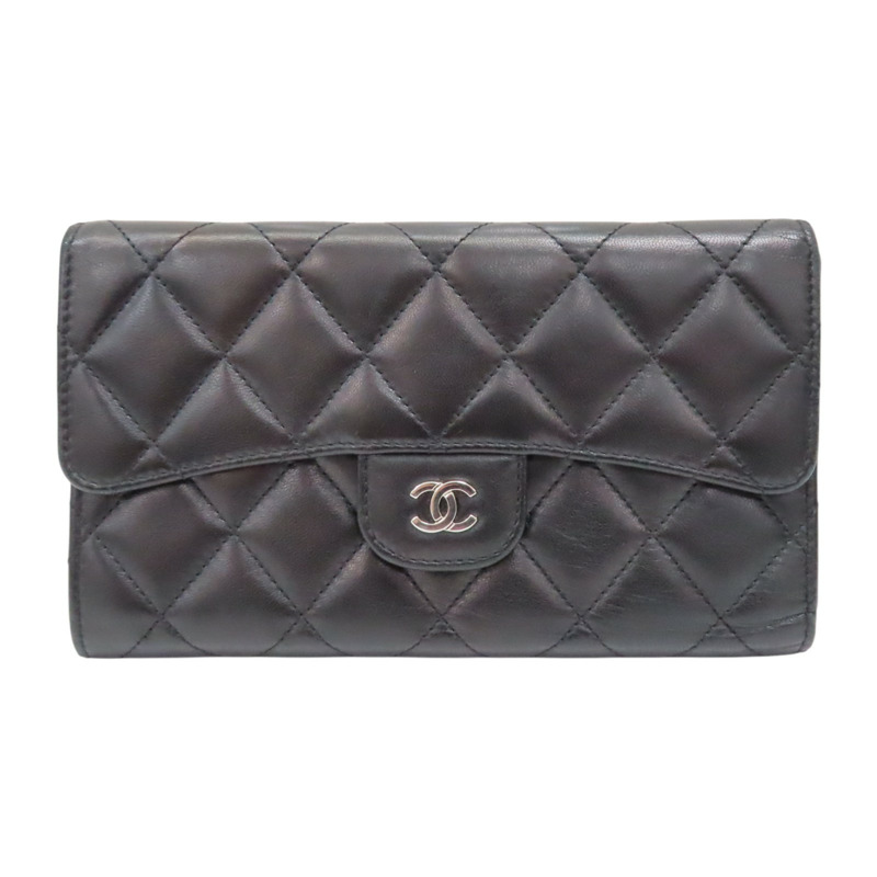 黑色 菱格紋牛皮 三折 扣式長夾【CHANEL 香奈兒】 A31506-0