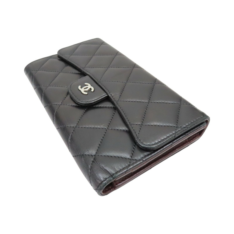 黑色 菱格紋牛皮 三折 扣式長夾【CHANEL 香奈兒】 A31506-2