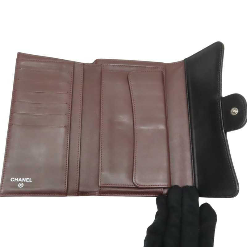 黑色 菱格紋牛皮 三折 扣式長夾【CHANEL 香奈兒】 A31506-4