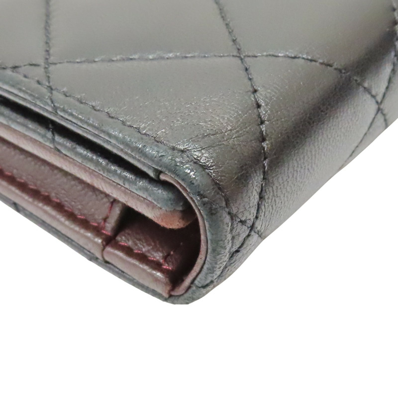 黑色 菱格紋牛皮 三折 扣式長夾【CHANEL 香奈兒】 A31506-15