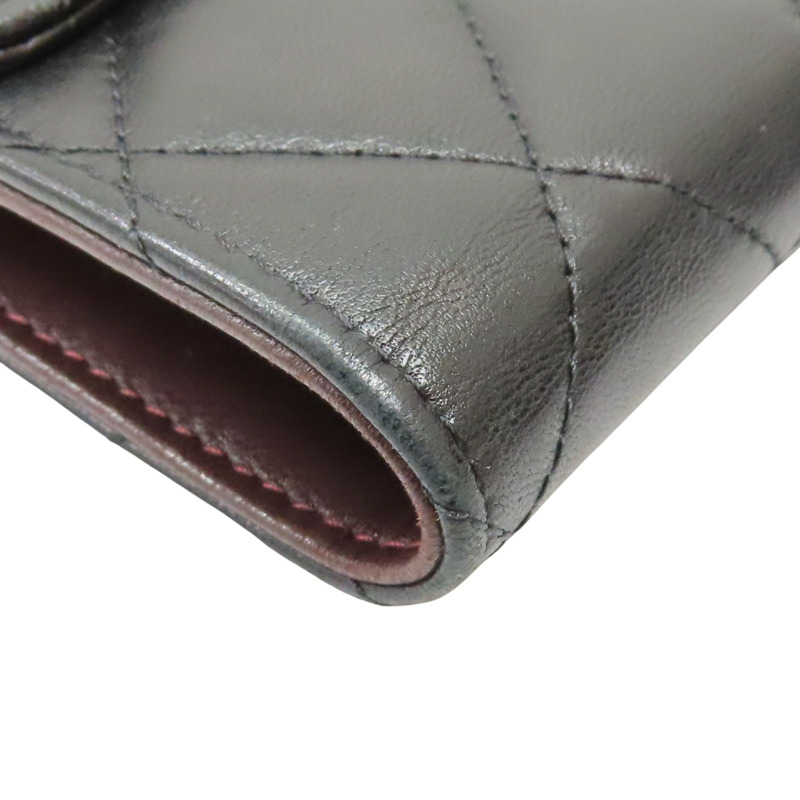 黑色 菱格紋牛皮 三折 扣式長夾【CHANEL 香奈兒】 A31506-17