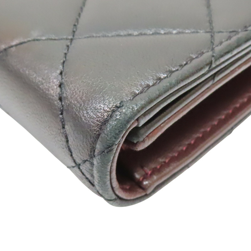 黑色 菱格紋牛皮 三折 扣式長夾【CHANEL 香奈兒】 A31506-18