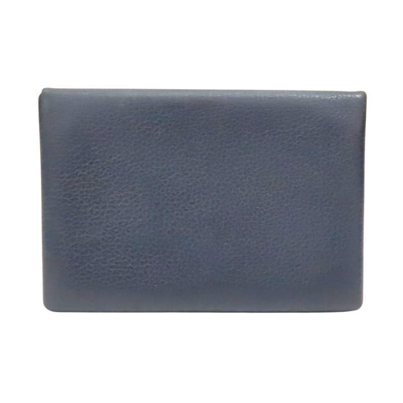 深藍色 Evercolor牛皮 卡夾 名片夾 Y刻 銀扣【HERMES 愛馬仕】-0